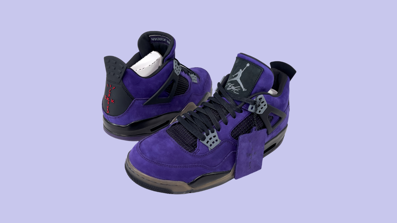 ふ*読様 Travis Scott × Nike Air Jordan 4 Re Buy Travis Scott x Air Jordan 4 Retro 'Purple Suede - Black