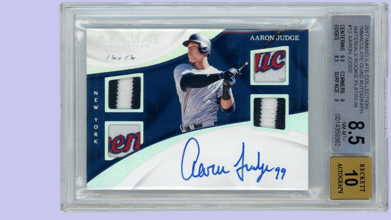 Aaron Judge 2017 Immaculate Quad Rookie Patch Auto 1of1 BGS 8.5 + 