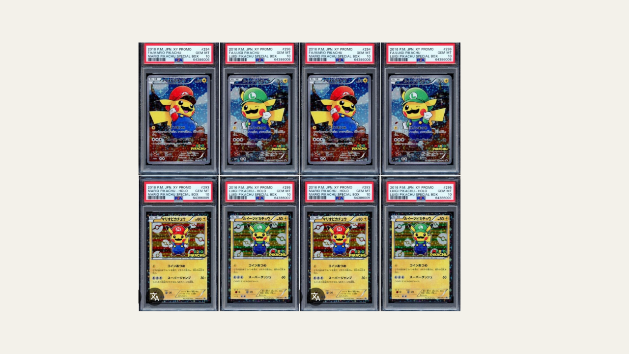 Mario & Luigi Pikachu (8 cards all PSA 10)