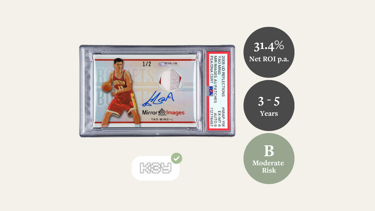 その他 UD GLASS Yao Ming auto Yao Ming 2005 UD Reflections Mirror Image Dual Auto Patch 1of2