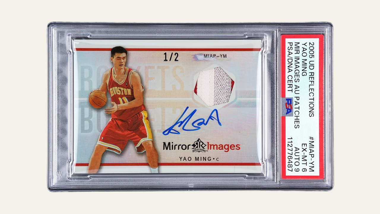 その他 UD GLASS Yao Ming auto Yao Ming 2005 UD Reflections Mirror Image Dual Auto Patch 1of2
